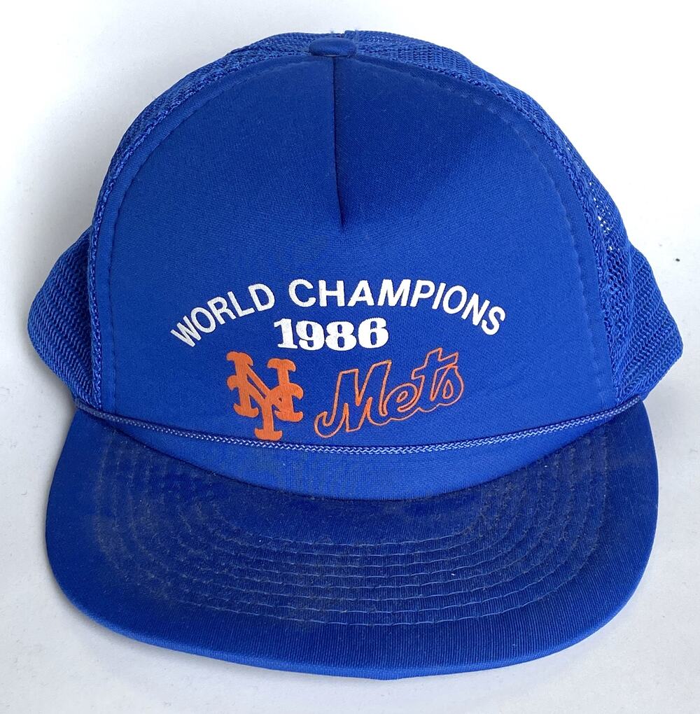 New York Mets 1986 World Series Champions Pro snapback Trucker hat blue MLB vtg